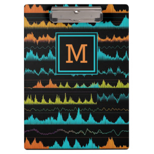 Porte-bloc Forme d'onde audio moderne et monogramme de fréque