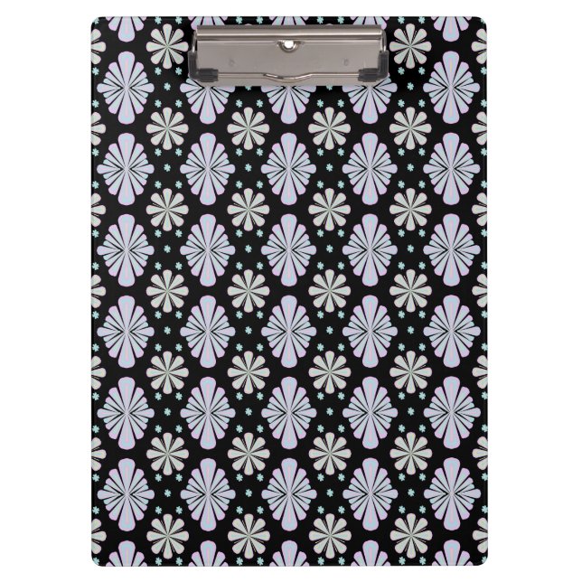 Porte-bloc Formes florales pastel sur fond noir (Devant)