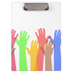 Porte-bloc Foule de mains colorées en l'air