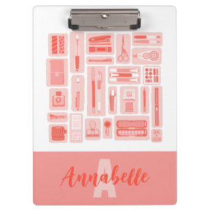 Porte-bloc Fournitures d'art lunaire Coral Rouge Motif Monogr