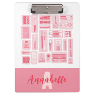 Porte-bloc Fournitures d'art lunaire Monogramme Motif rose