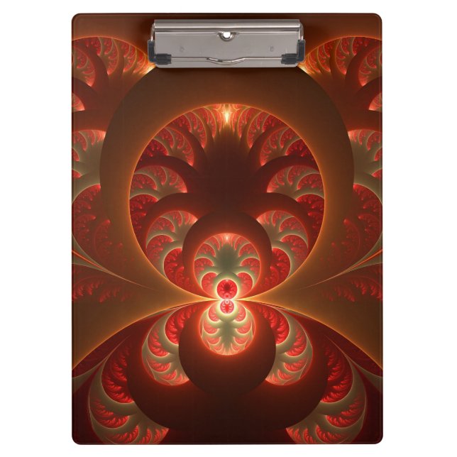 Porte-bloc Fractale orange rouge moderne abstraite lumineuse (Devant)
