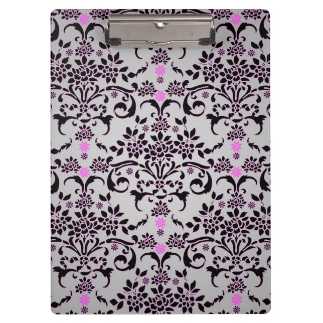 Porte-bloc Fraîcheur Florale Noir Violet Blanc Argent (Devant)
