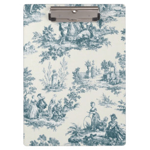 Porte-bloc Français toile de jouy sage vert élégant