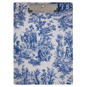 Porte-bloc Française toile de jouy bleu et blanc élégant