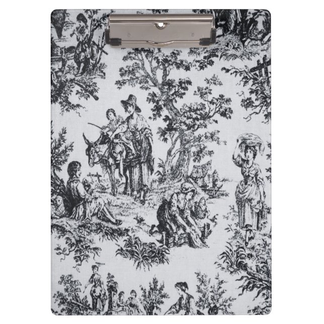 Porte-bloc Française toile de jouy noir et blanc élégant (Devant)