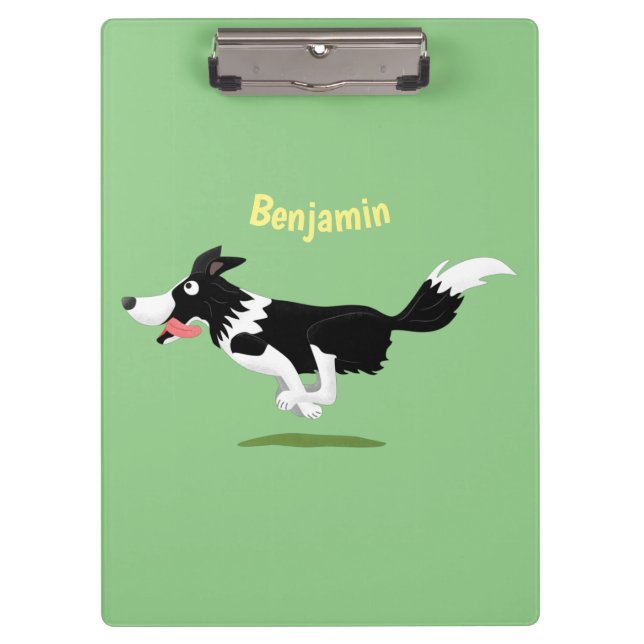 Porte-bloc Funny Border Collie chien en course dessin animé (Devant)