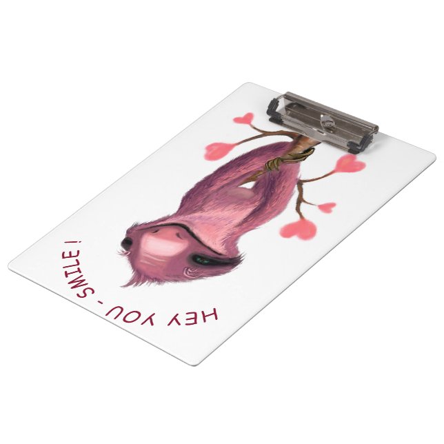 Porte-bloc Funny Romantic Sloth Smile Clipboard (Incliné)
