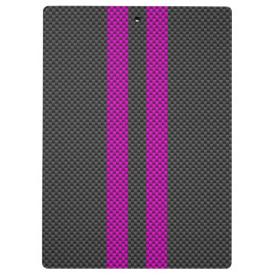 Porte-bloc Fuschsia Pink Stripes en fibre de carbone