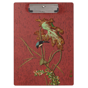 Porte-bloc G.A. Audsley Vintage Rouge Oiseau Japonais Art Lot