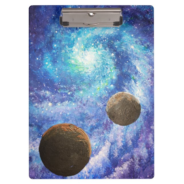 Porte-bloc Galaxie bleue et planètes (Devant)