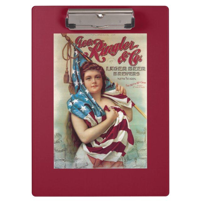 Porte-bloc George Ringler et affiche de bière de Cie. (Devant)