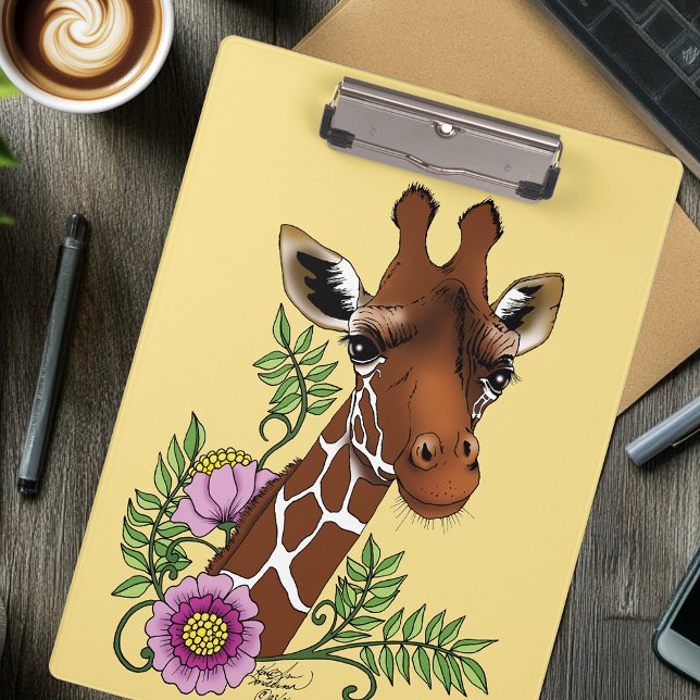 Porte-bloc Giraffe Fleurs de Portrait Jaunes (Créateur téléchargé)
