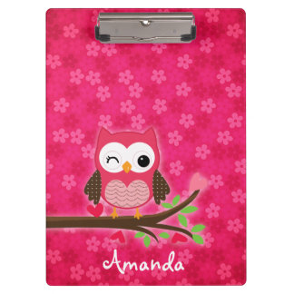 Porte-bloc Girly mignon de hibou de roses indien personnalisé