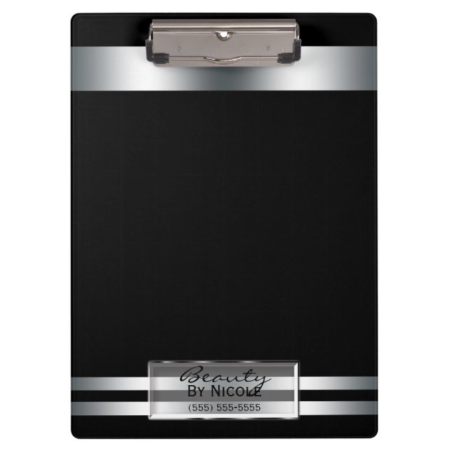 Porte-bloc Glam élégant en argent platine Personnalisé (Devant)