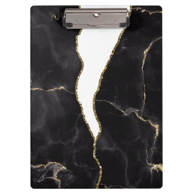 Porte-bloc Glame d'agrafe en marbre noir (Devant)