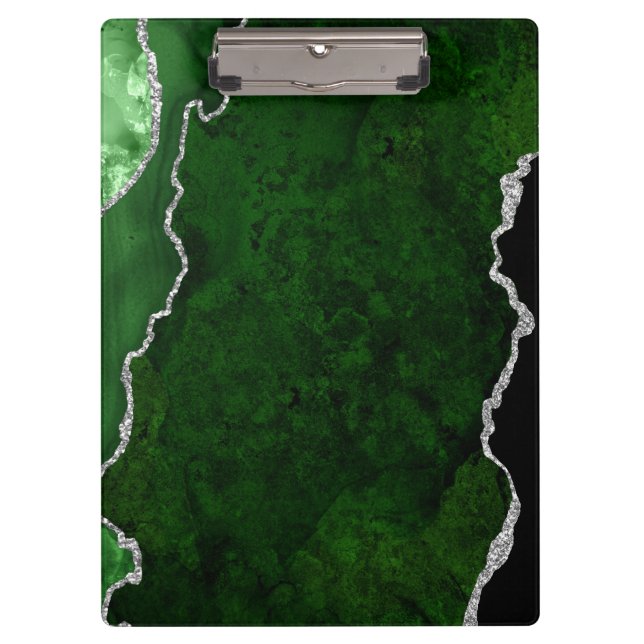 Porte-bloc Glamorous Forest Green Marble Chic Silver (Devant)