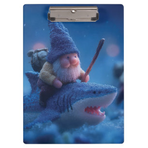 Porte-bloc Gnomes Whimsical chevauchant des requins