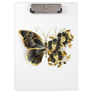 Porte-bloc Gold flower Butterfly with Black Orchid