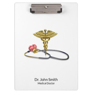 Porte-bloc Gold Medical Caduceus & Stethoscope with Heart