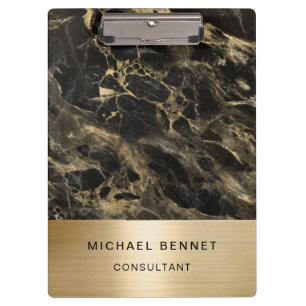 Porte-bloc Gold Metallic Black Marble Consultant Business