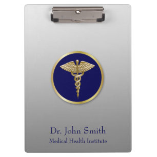 Porte-bloc Gold Professional Caduceus Médicale Blue