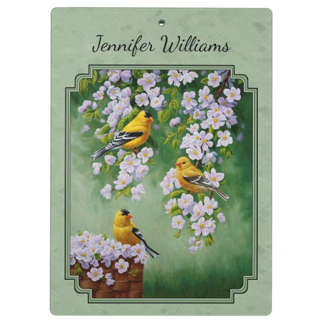 Porte-bloc Goldfinch Birds and Flowers Green (Dos)