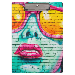 Porte-bloc Graffiti girl street art pop art rose turquoise