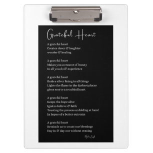 Porte-bloc Grateful coeur remercier poem d'action poème poste