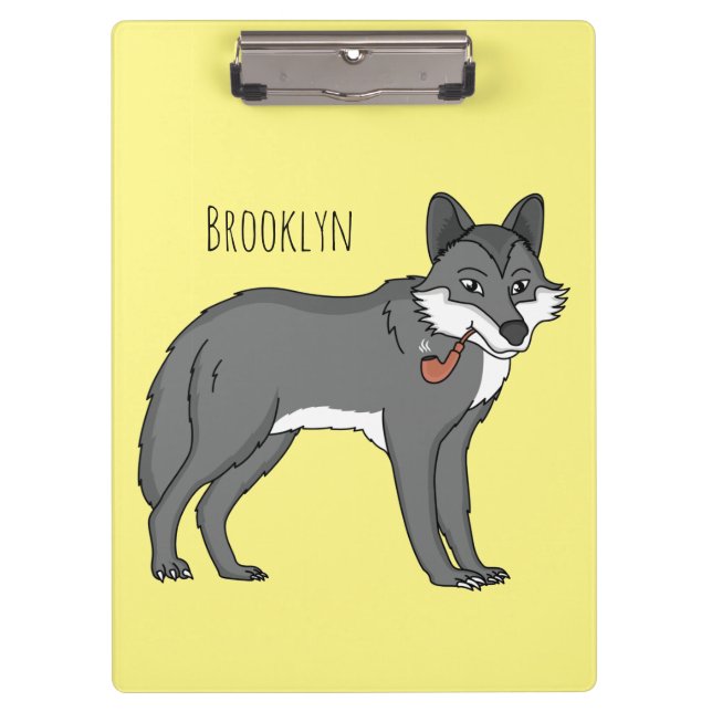 Porte-bloc Gray wolf with pipe cartoon (Devant)
