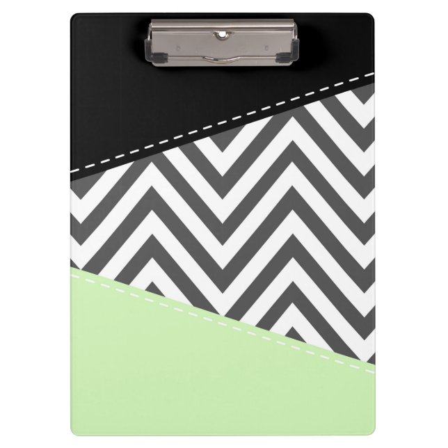 Porte-bloc Gray Zigzag, Gray Chevron, Zigzag Pattern, Mint (Devant)