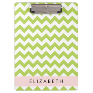 Porte-bloc Green Zigzag, Green Chevron, Votre Nom
