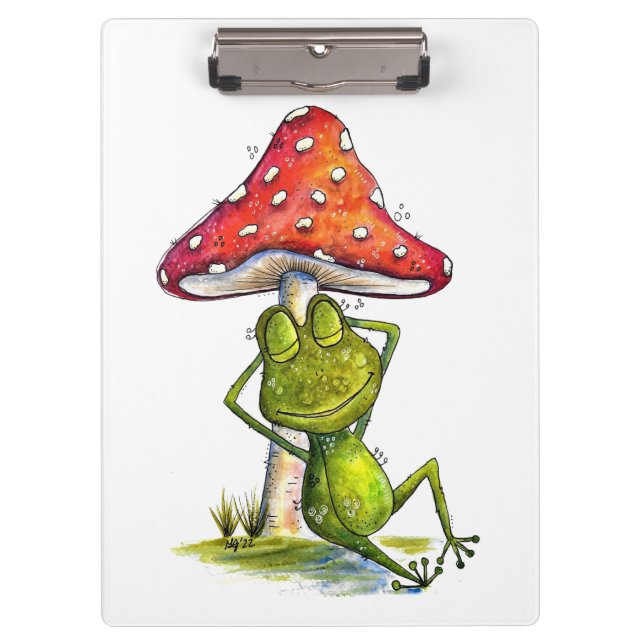 Porte-bloc Grenouille à couchage lunaire sous un champignon (Devant)