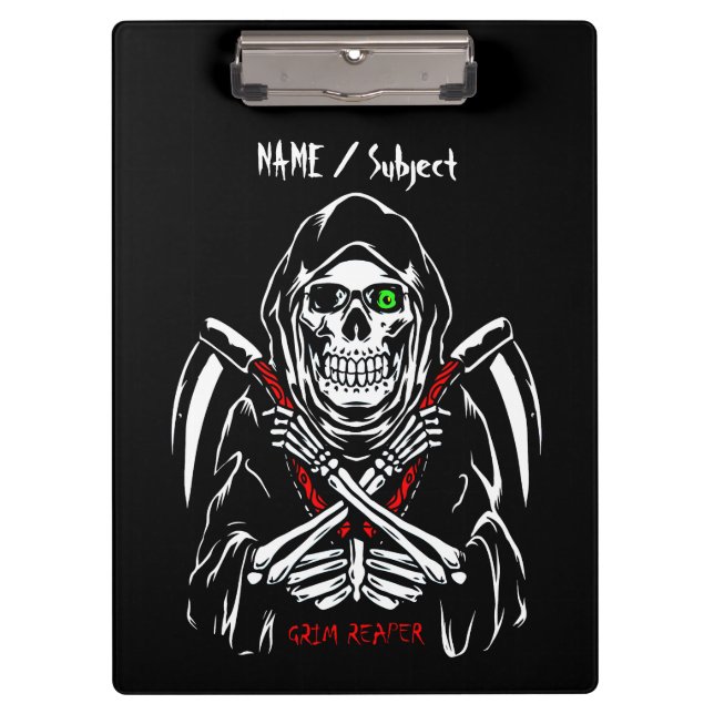 Porte-bloc Grim Reaper Scythe Décès Skeleton Bones Halloween (Devant)