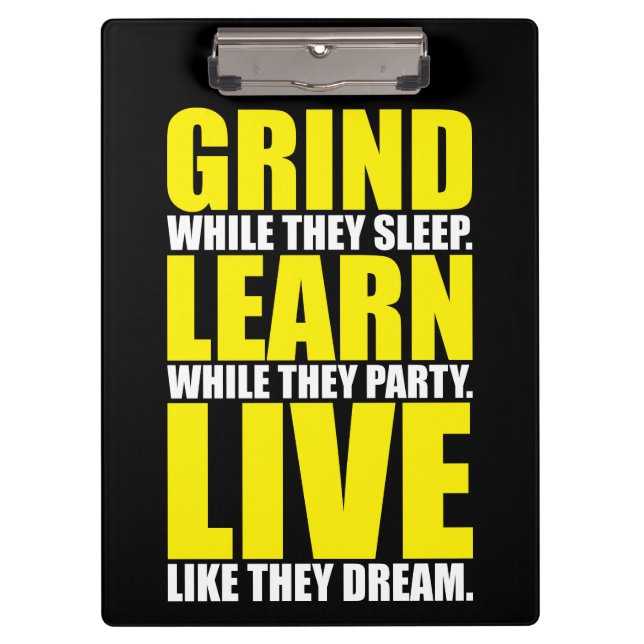 Porte-bloc Grind, Learn, Live - Motivation (Devant)