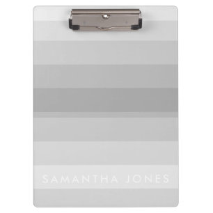 Porte-bloc Gris Ombre Simple Stripe Personnaliser le nom
