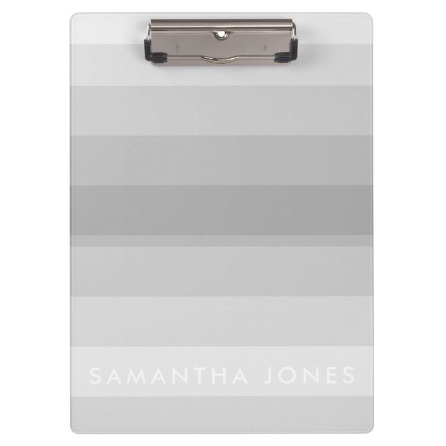 Porte-bloc Gris Ombre Simple Stripe Personnaliser le nom (Devant)