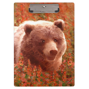 Porte-bloc Grizzly Bear Cub dans Fireweed Peinture Art de la