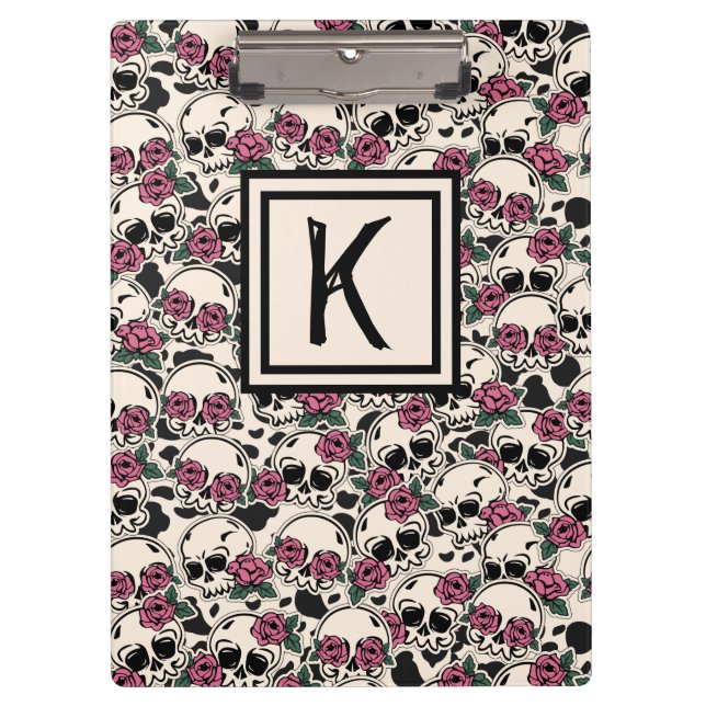 Porte-bloc Grunge Skull et Rose Porte - bloc monogramme (Devant)