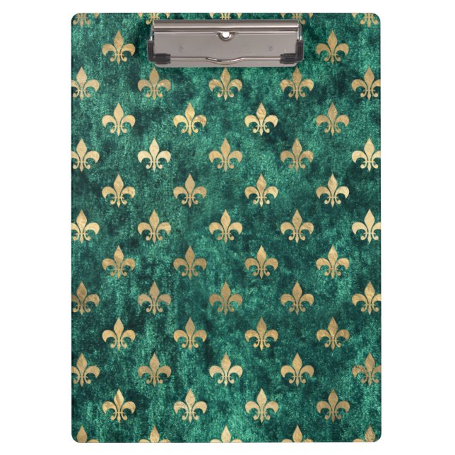 Porte-bloc Grunge Vert Velours Fleur De Lis Mardi Gras (Devant)