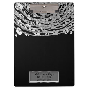 Porte-bloc Guépard argenté noir léopard glamour personnalisé