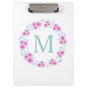 Porte-bloc Guirlande de fleur avec le monogramme fait sur