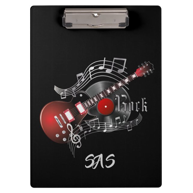 Porte-bloc Guitare Rock - Rouge - Monogramme (Devant)
