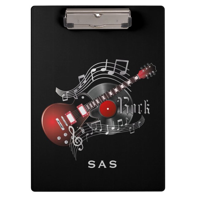 Porte-bloc Guitare Rock - Rouge - Monogramme (Devant)