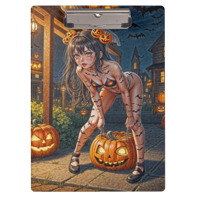 Porte-bloc Halloween Monster Jack-o-Lantern & Bat Vixen Girl (Devant)
