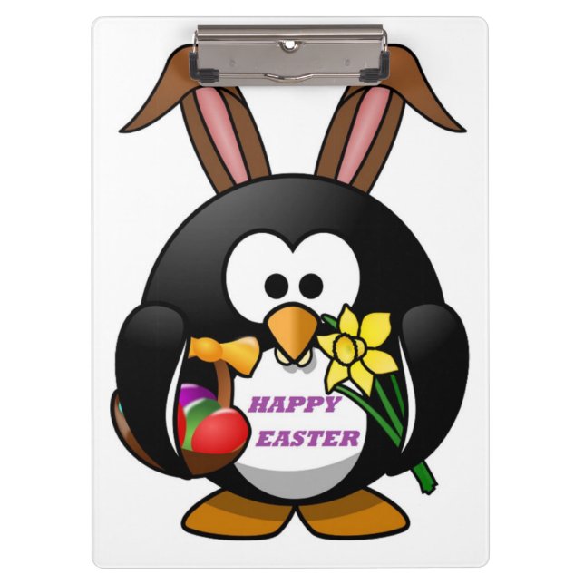 PORTE-BLOC "HAPPY EASTER" PENGUIN BUNNY (Devant)