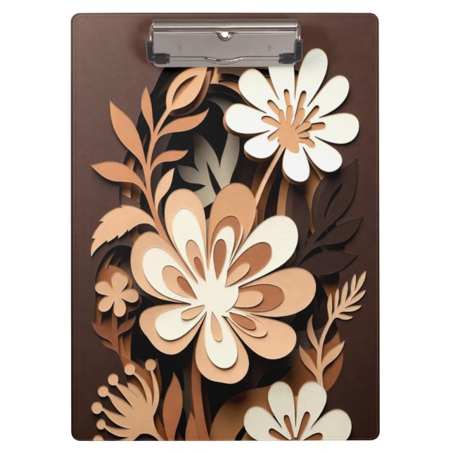 Porte-bloc Harmonie de papier découpé floral superposé (Devant)