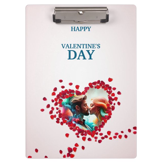 Porte-bloc Heureuse Sainte-Valentin avec Rose (Devant)