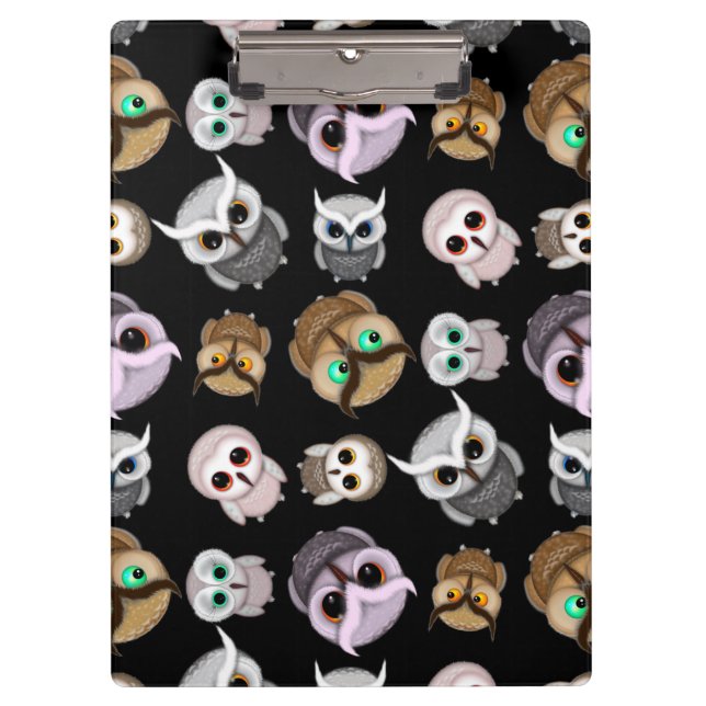 Porte-bloc Hibou amusant sur fond noir (Devant)