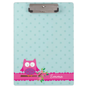 Porte-bloc Hibou rose sur un porte - bloc personnalisé par
